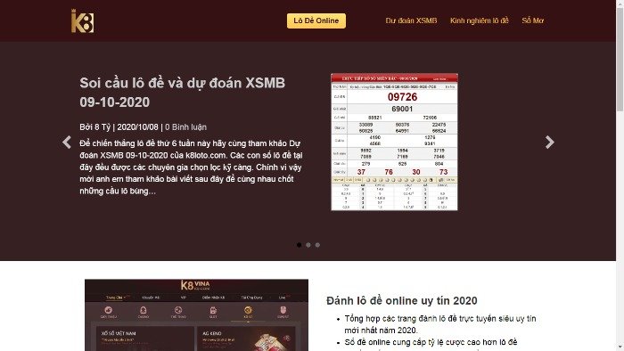 Trang web k8loto mới chỉ chủ yếu tập trung cho số đề